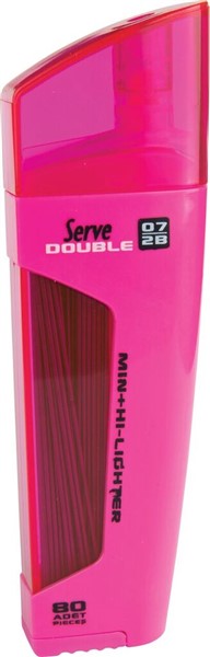 Serve Double Min + Kurşun Kalem Ucu - Fosforlu Kalem (0.7 mm) // Pembe
