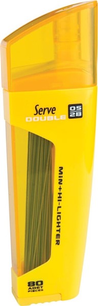 Serve Double Min + Kurşun Kalem Ucu - Fosforlu Kalem (0.5 mm) // Sarı
