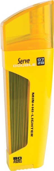 Serve Double Min + Kurşun Kalem Ucu - Fosforlu Kalem (0.7 mm) // Sarı
