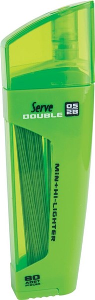 Serve Double Min + Kurşun Kalem Ucu - Fosforlu Kalem (0.5 mm) // Yeşil