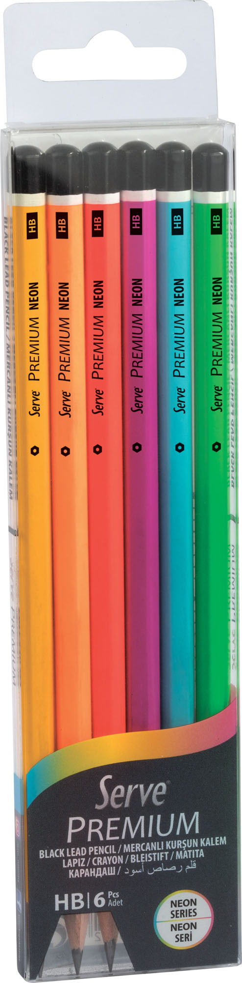 Serve Premium Kurşun Kalem (6 Adet) // Fosforlu