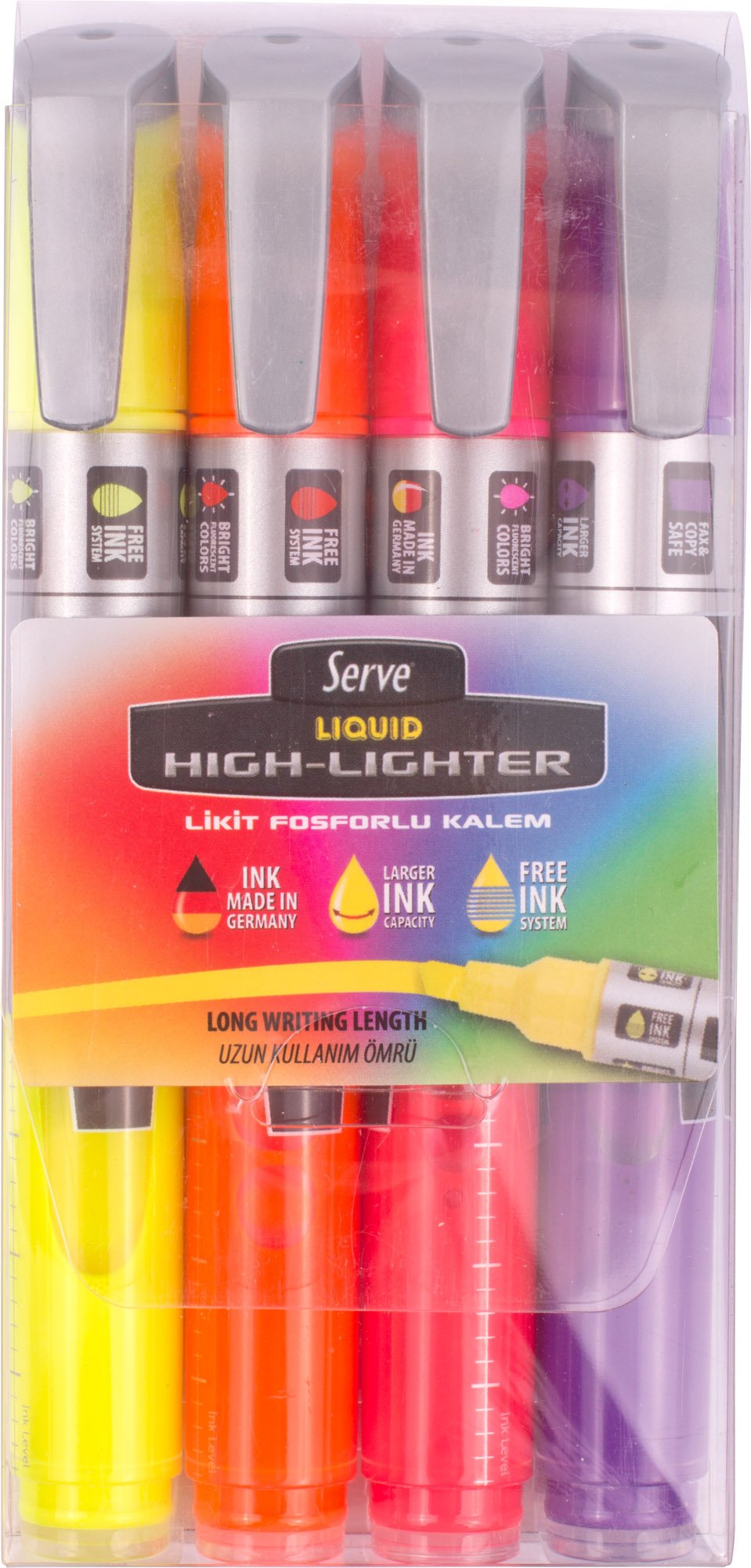 Serve Likit Kalem Karışık Pastel Renk (4 Adet)