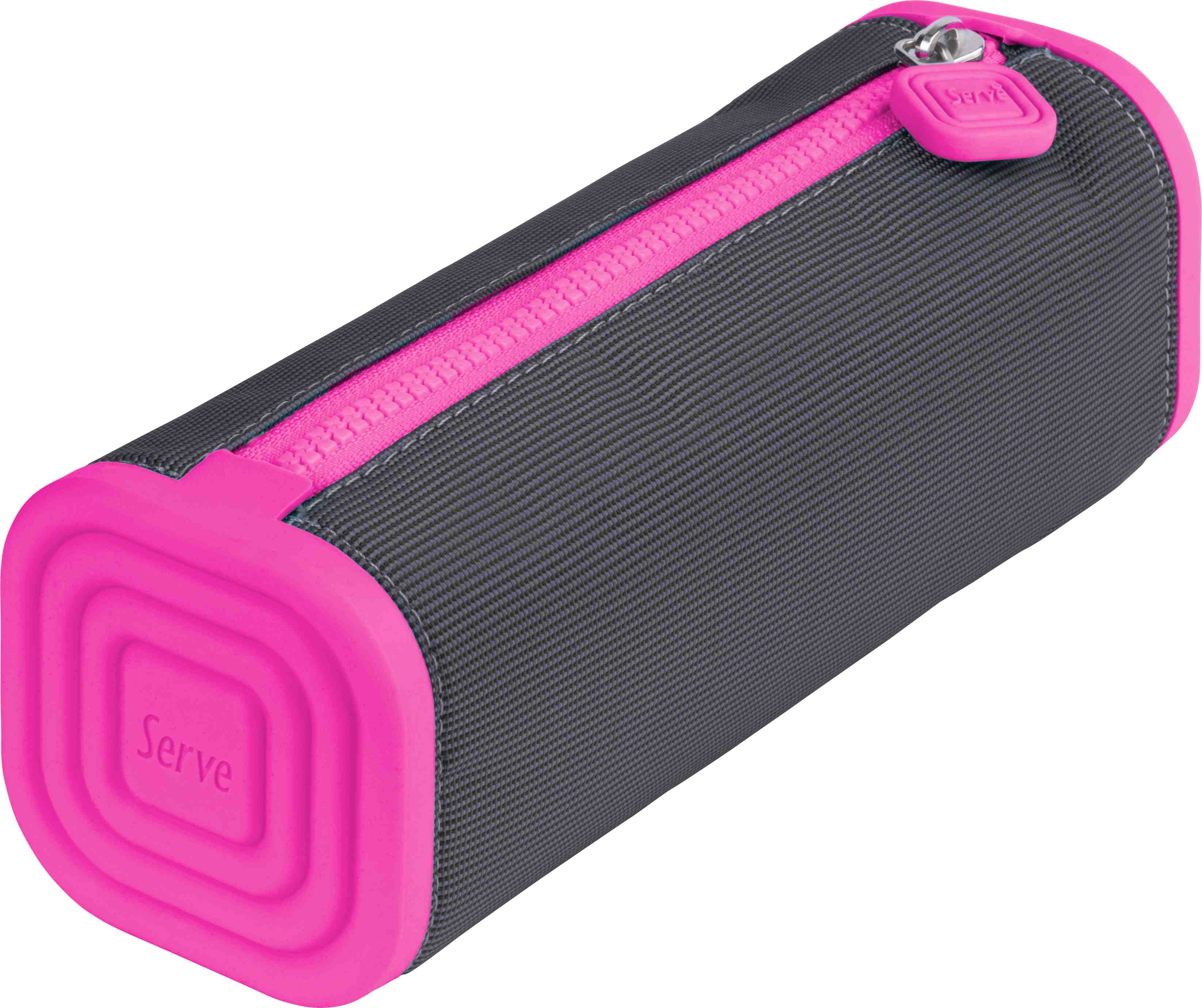 Serve Prismo Kare Kalem Kutu // Koyu Gri - Fosforlu Pembe