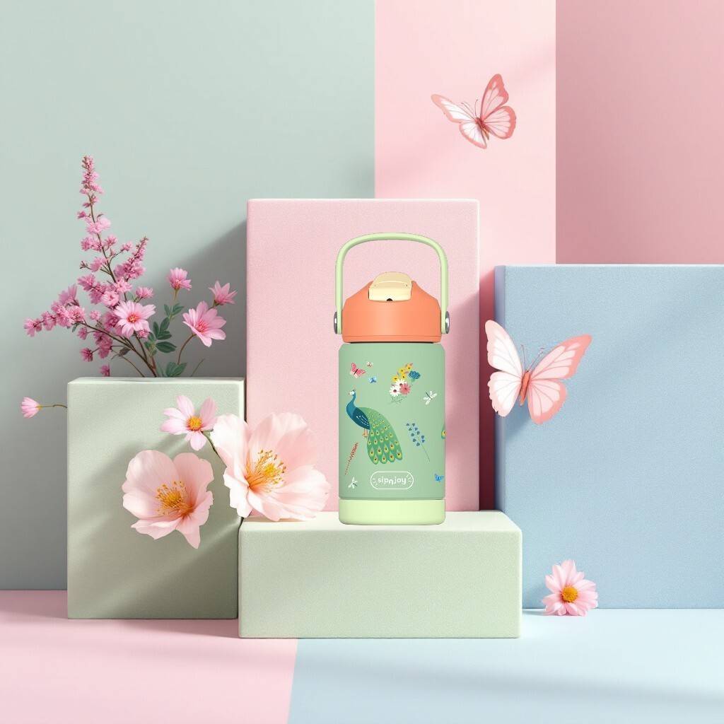 Sipnjoy FlipSip Çocuk Su Termosu (360 ml) // Peacock Queen