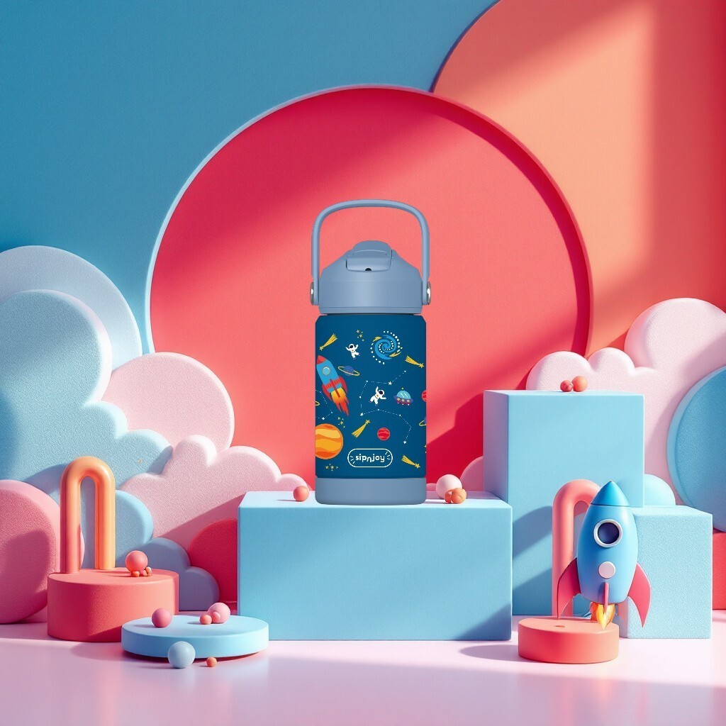 Sipnjoy FlipSip Çocuk Su Termosu (360 ml) // Star Explorer