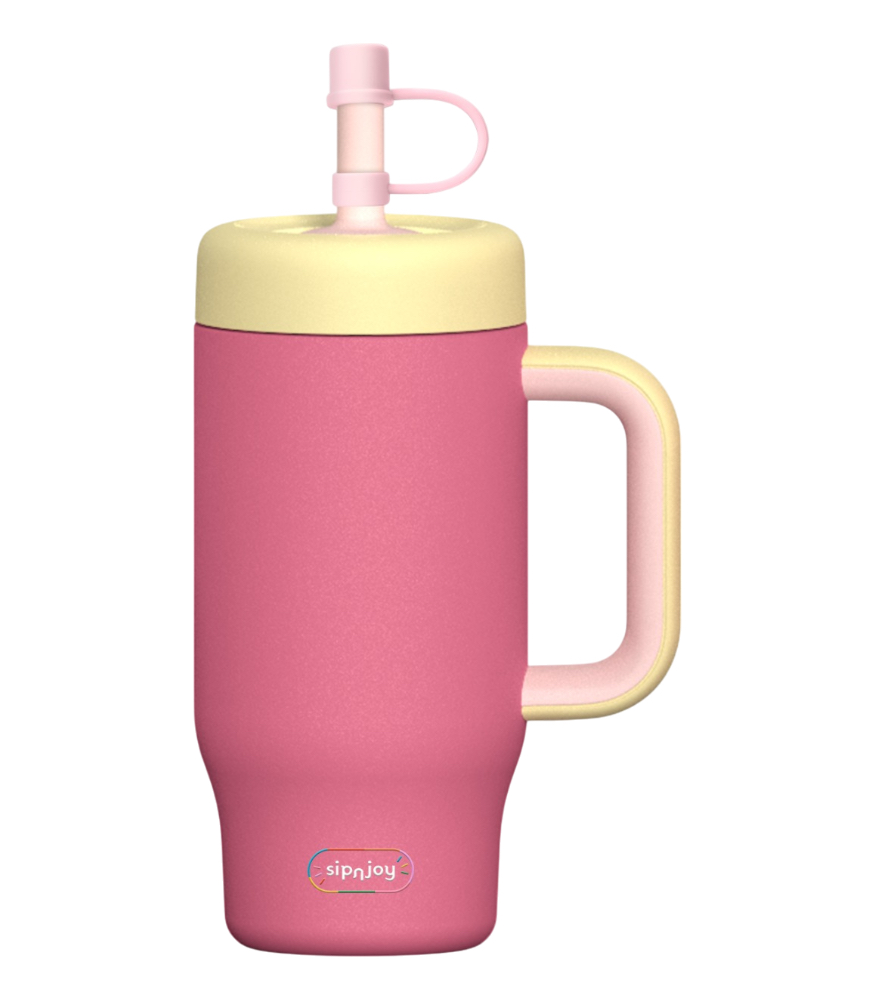 Sipnjoy HandleHug Tumbler Termos Pipetli Suluk (550 ml) // Pembe