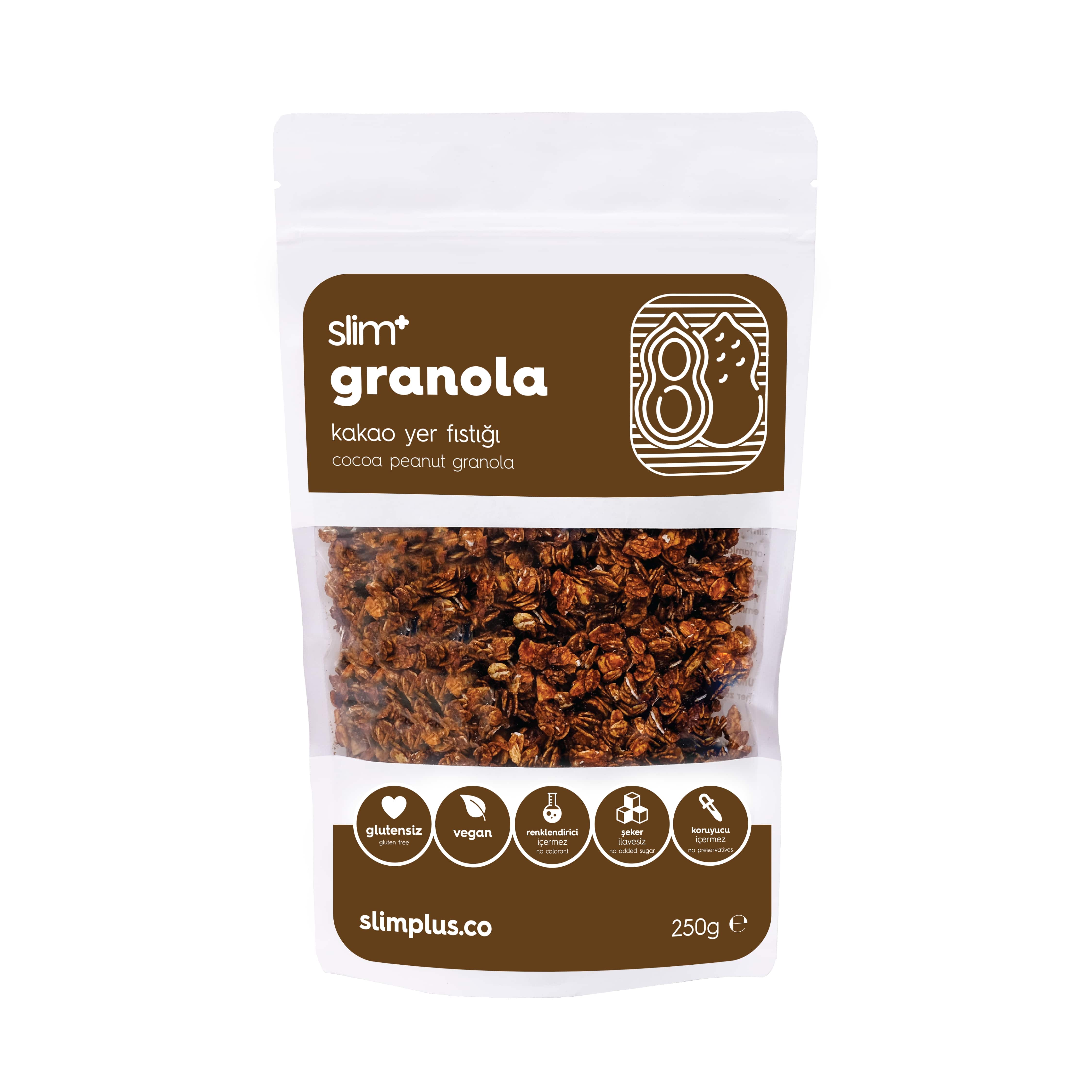 SlimPlus Co Glütensiz Granola (250 g) // Kakao & Yer Fıstığı
