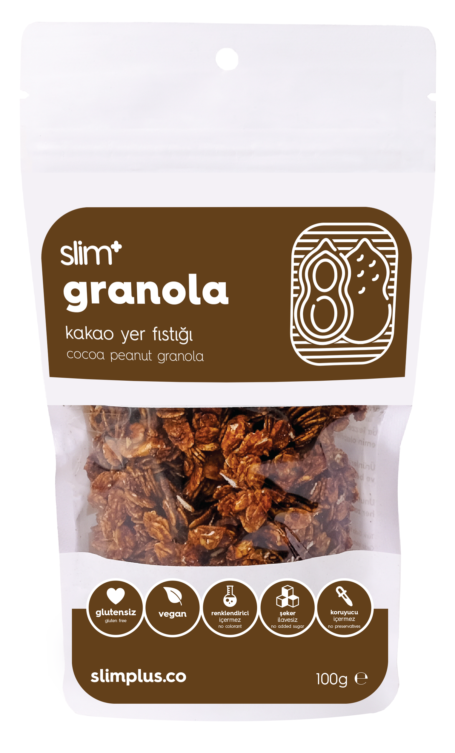 SlimPlus Co Glütensiz Granola (100 g) // Kakao & Yer Fıstığı