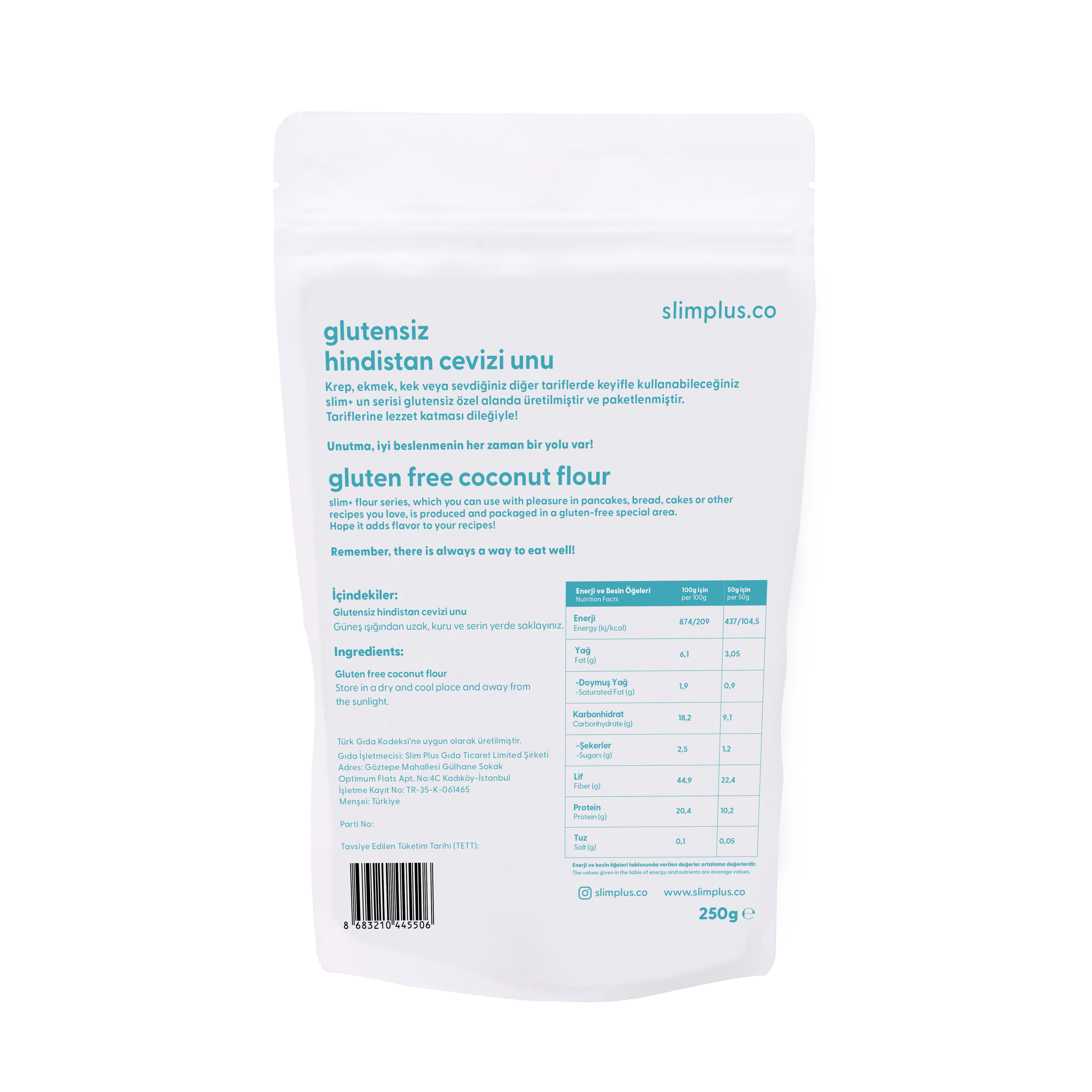 SlimPlus Co Glütensiz Hindistan Cevizi Unu