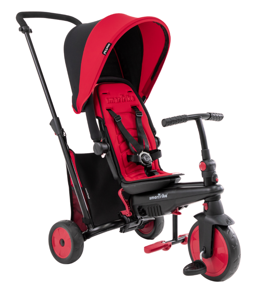 SmarTrike STR3 Plus 5’i 1 Arada Modüler Katlanabilir Bebek Arabası ve Üç Tekerlekli Bebek Bisikleti // Red
