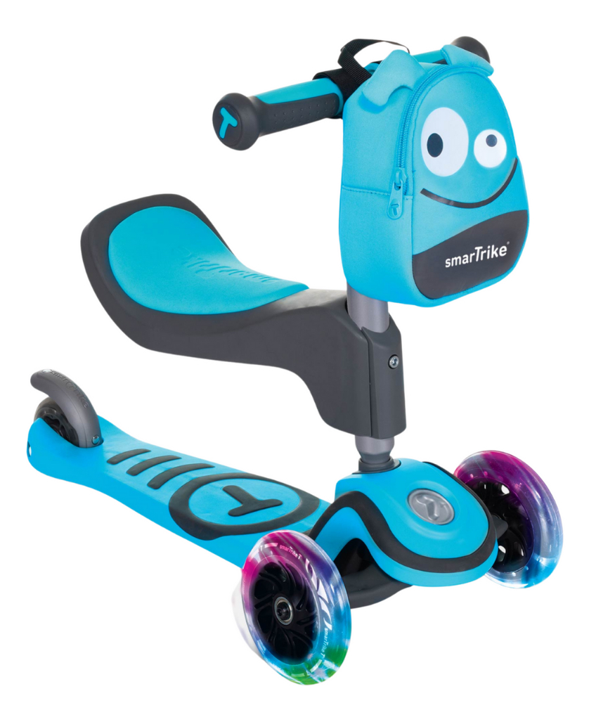 SmarTrike T1 3&rsquo;&uuml;1 Arada Oturaklı ve &Ccedil;antalı &Ccedil;ocuk Scooterı (15 Ay - 5 Yaş) // Blue