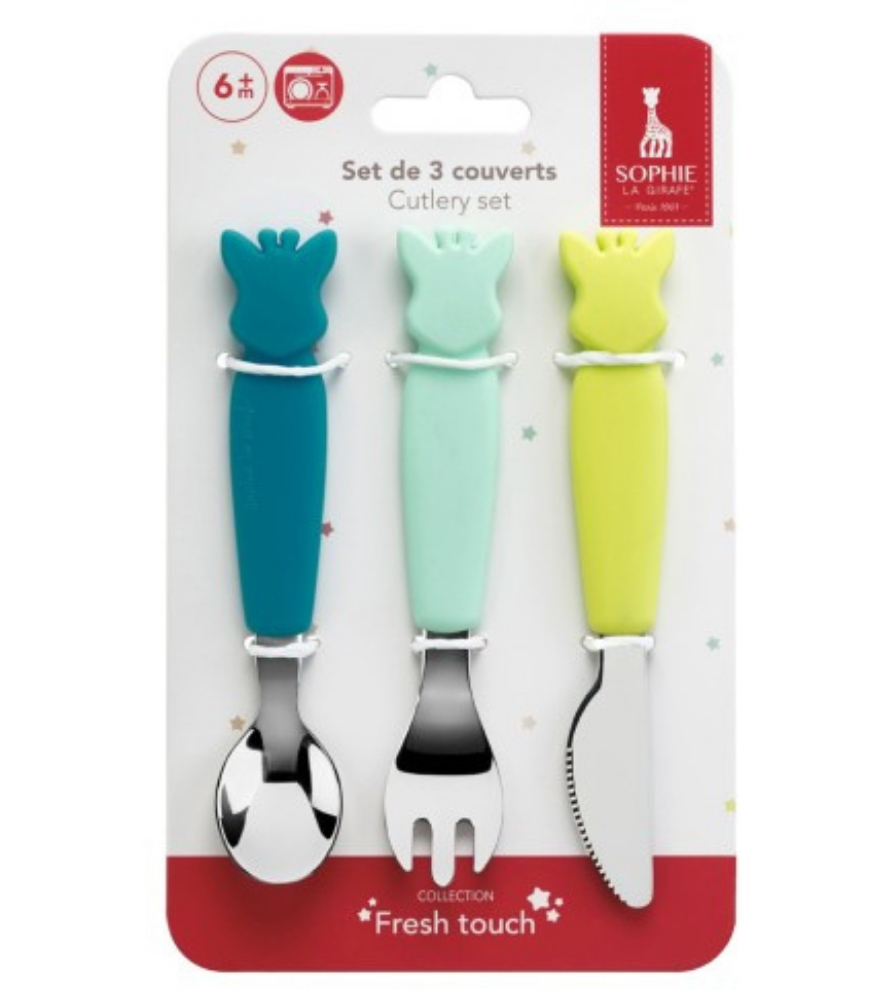 Sophie La Girafe Metal &Ccedil;atal Bı&ccedil;ak Takımı // Mavi