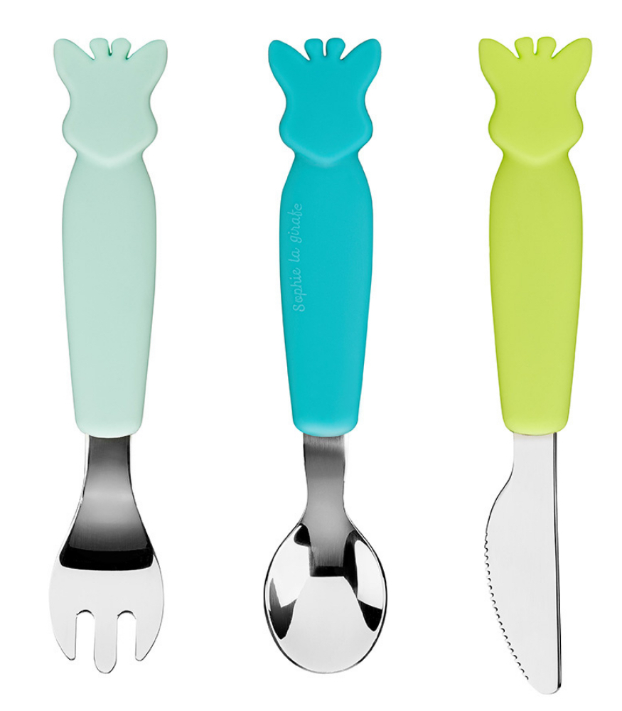 Sophie La Girafe Metal &Ccedil;atal Bı&ccedil;ak Takımı // Mavi