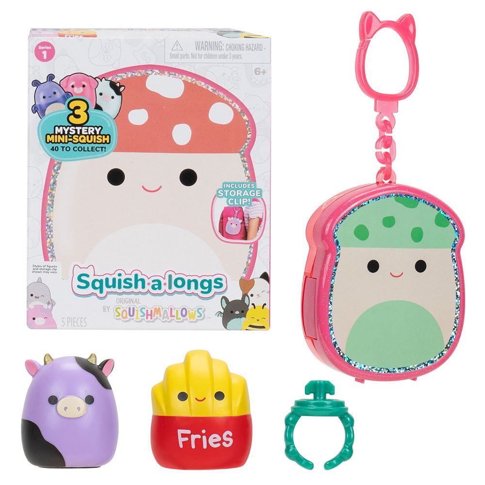 Squishmallows Squish-a-longs Yüzük + 3 Figür Çantalı Set 1