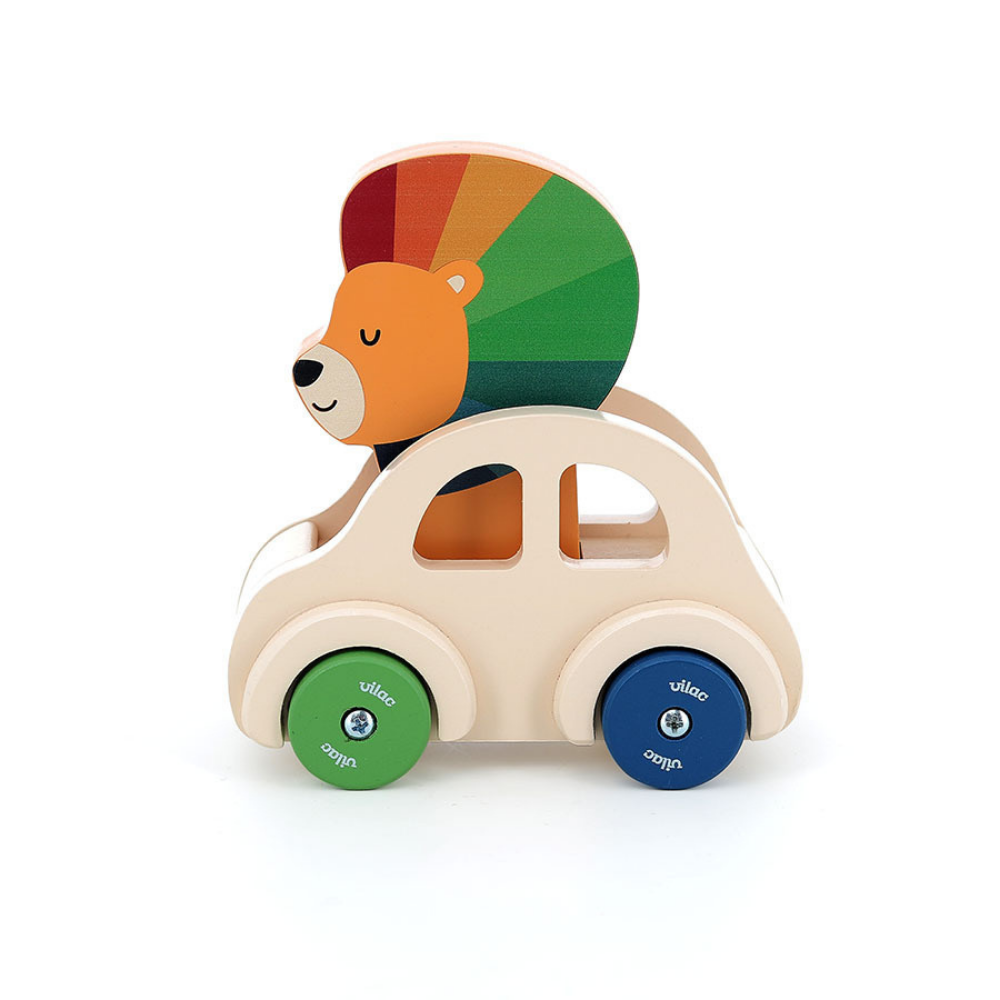 Vilac Sesli Ahşap Araba // Aslan