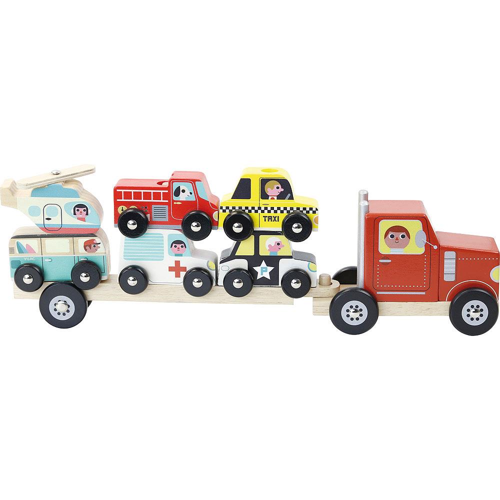 Vilac Truck and Trailer with Vehicles Stacking