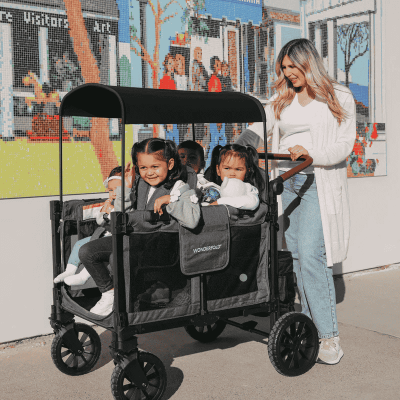 Wonderfold W4 Luxe Pro D&ouml;rtl&uuml; Bebek Arabası Vagonu // K&ouml;m&uuml;r Grisi