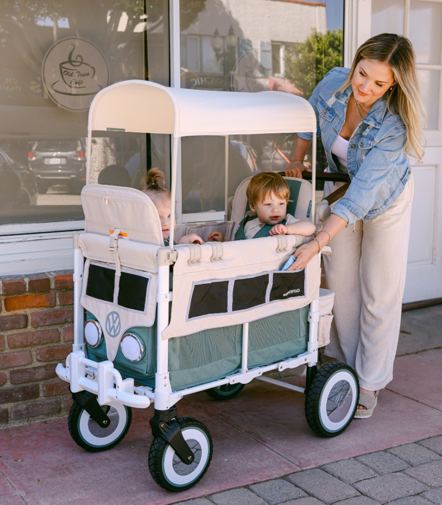 Wonderfold VW2 Volkswagen İkili Bebek Arabası Vagonu // Haki