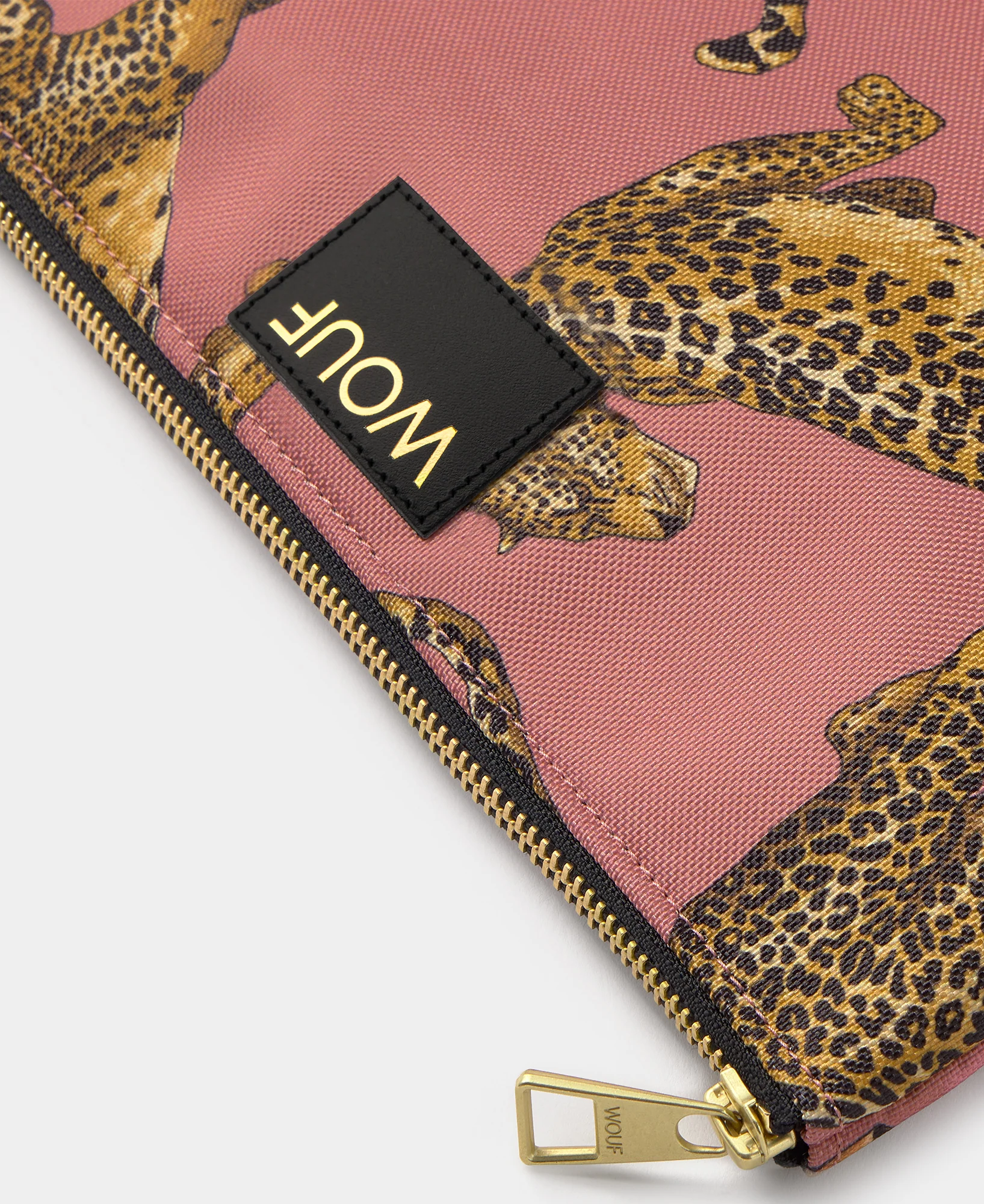 Wouf Pouch Bag Portf&ouml;y &Ccedil;anta XL // Blush Leopard